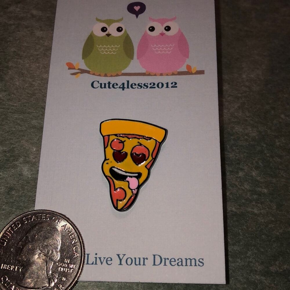 Funny Face Pizza Pin Brooch